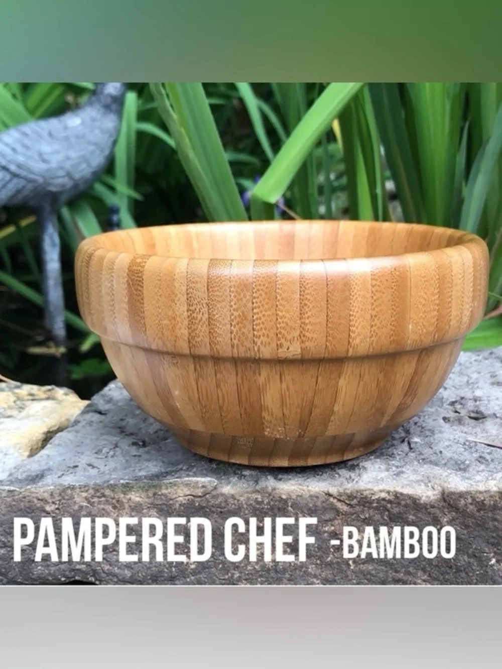 Pampered Chef Bamboo Serving Bowls - Natural Honey Wood Tone